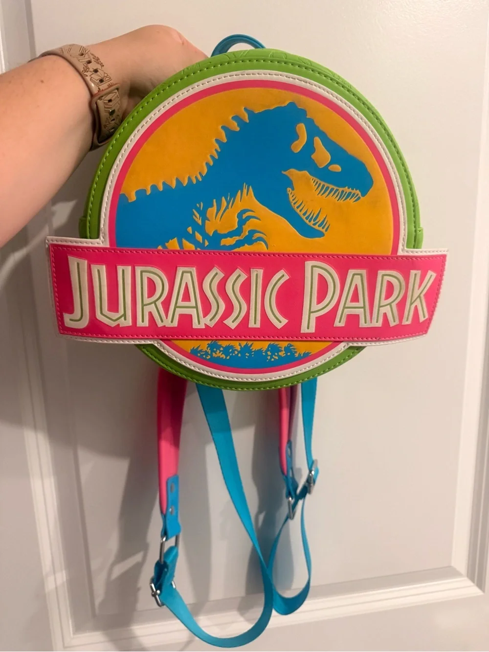 Jurassic Park 30th Anniversary Loungefly Round Backpack - Pink, Green, Blue